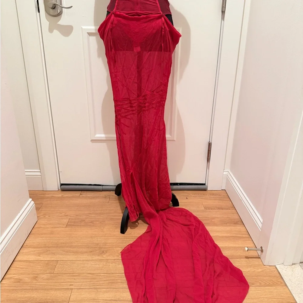 The Attico Red Sheer Chemise - Picture 5 of 6